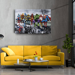 Superheroes Skyscraper Canvas – Marvel & DC Wall Art for Kids