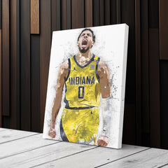 Tyrese Haliburton Canvas Art – Indiana Pacers Wall Decor