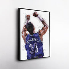 Alonzo Mourning Canvas Art – Charlotte Hornets Wall Decor