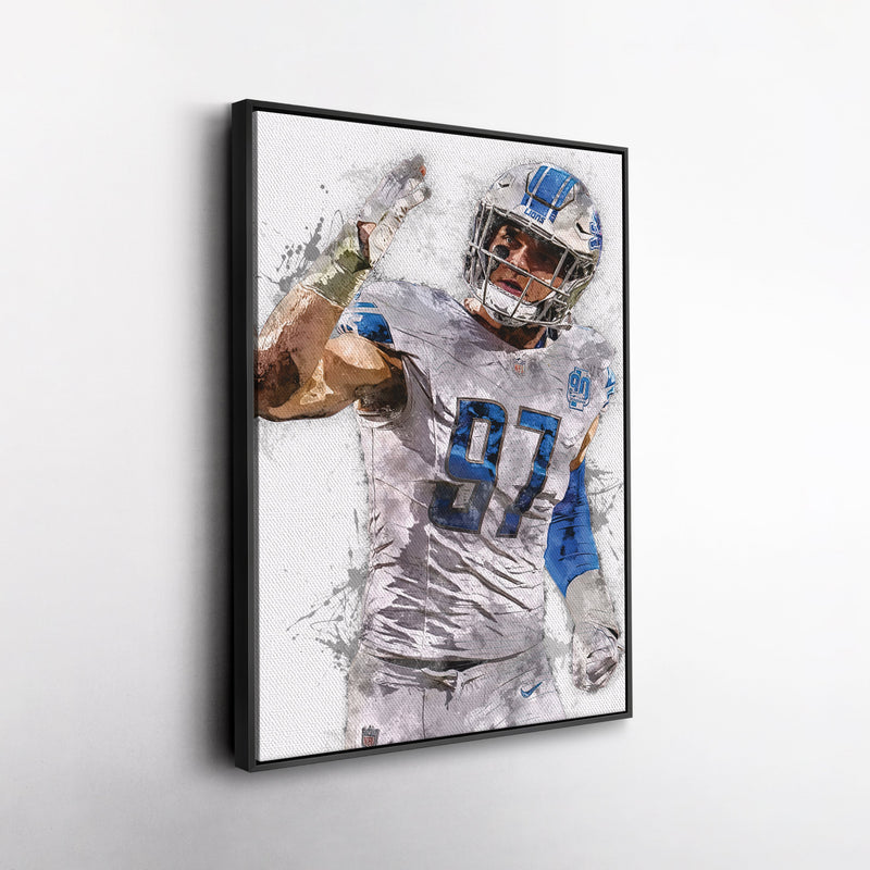 Aidan Hutchinson Canvas Art – Detroit Lions Wall Decor