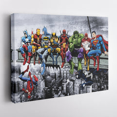 Superheroes Skyscraper Canvas – Marvel & DC Wall Art for Kids