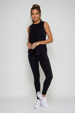 Sheer Striped Mesh Active Tank with Cut-Out Back